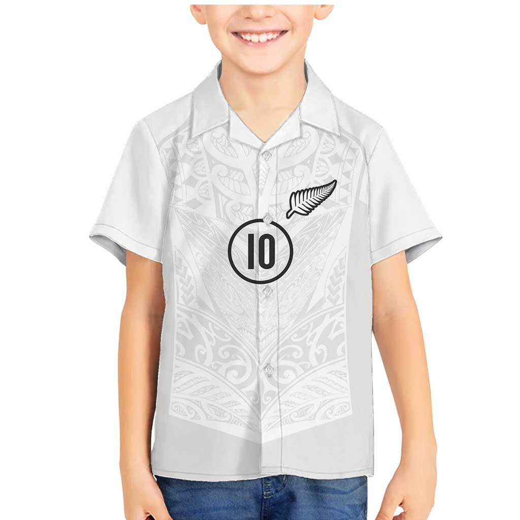Custom New Zealand Football Family Matching Mermaid Dress and Hawaiian Shirt The Whites-Sporty T90 Style LT03 Son's Shirt White - Polynesian Pride