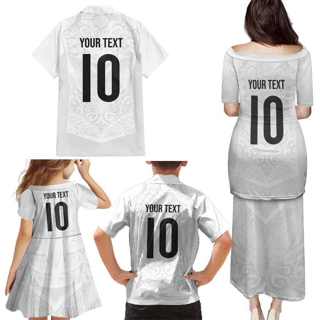Custom New Zealand Football Family Matching Puletasi and Hawaiian Shirt The Whites-Sporty T90 Style LT03 - Polynesian Pride