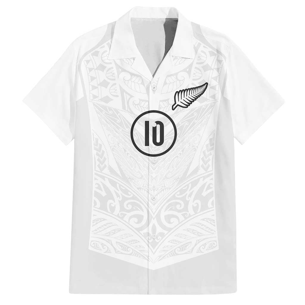 Custom New Zealand Football Family Matching Puletasi and Hawaiian Shirt The Whites-Sporty T90 Style LT03 Dad's Shirt - Short Sleeve White - Polynesian Pride