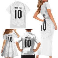 Custom New Zealand Football Family Matching Short Sleeve Bodycon Dress and Hawaiian Shirt The Whites-Sporty T90 Style LT03 - Polynesian Pride