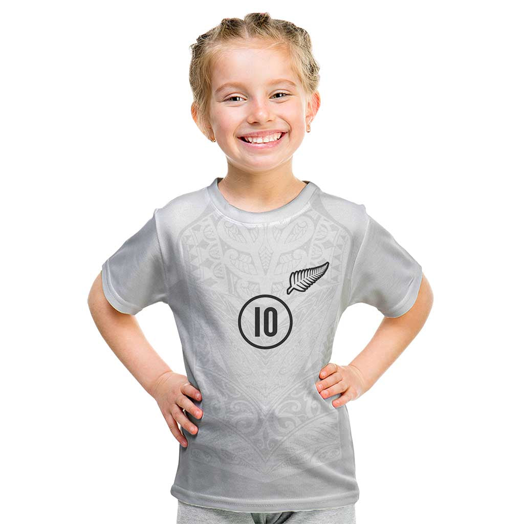 Custom New Zealand Football Kid T Shirt The Whites-Sporty T90 Style LT03 White - Polynesian Pride