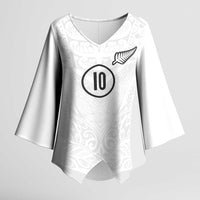 Custom New Zealand Football Kimono Sleeve Blouse The Whites-Sporty T90 Style LT03 Female White - Polynesian Pride