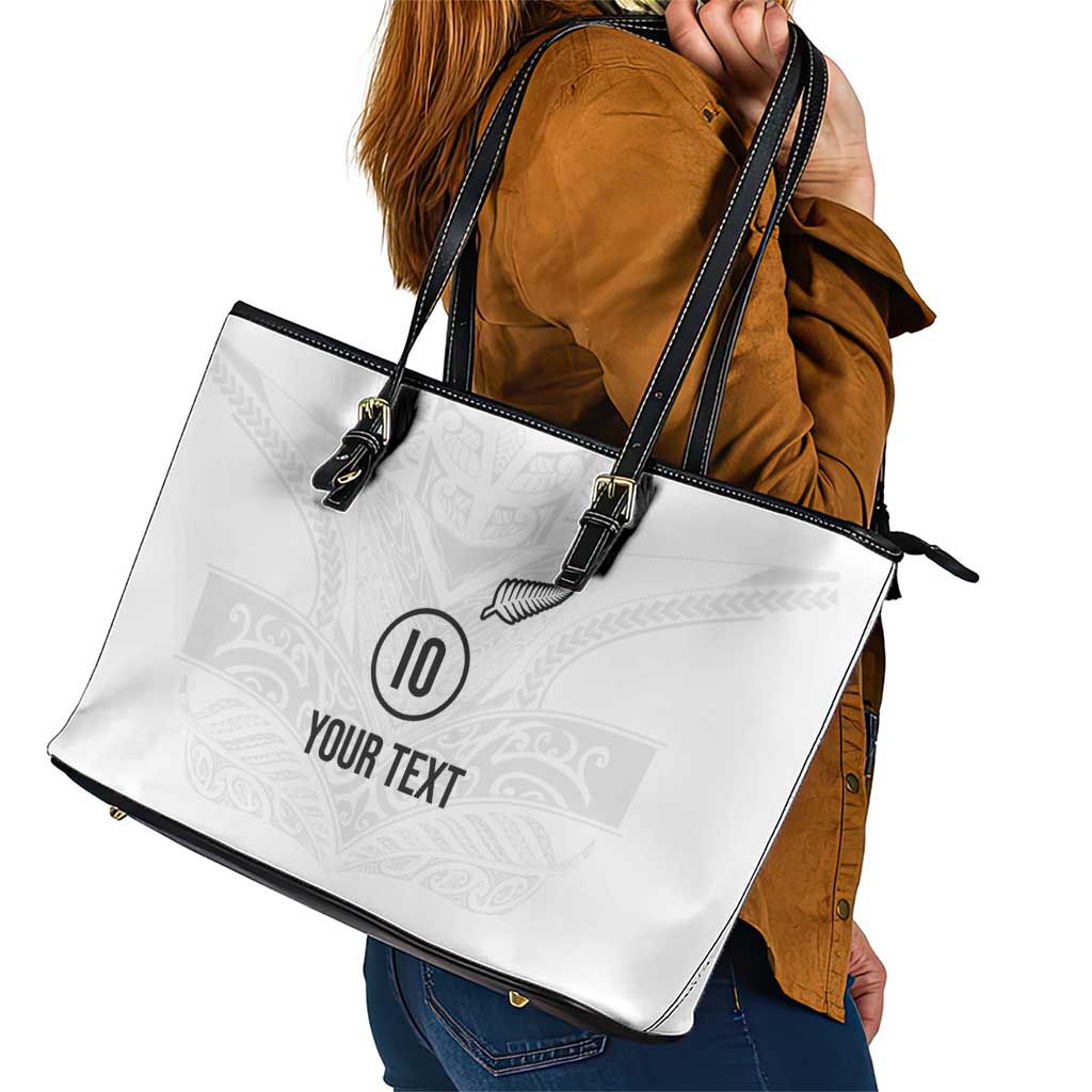 Custom New Zealand Football Leather Tote Bag The Whites-Sporty T90 Style LT03 - Polynesian Pride