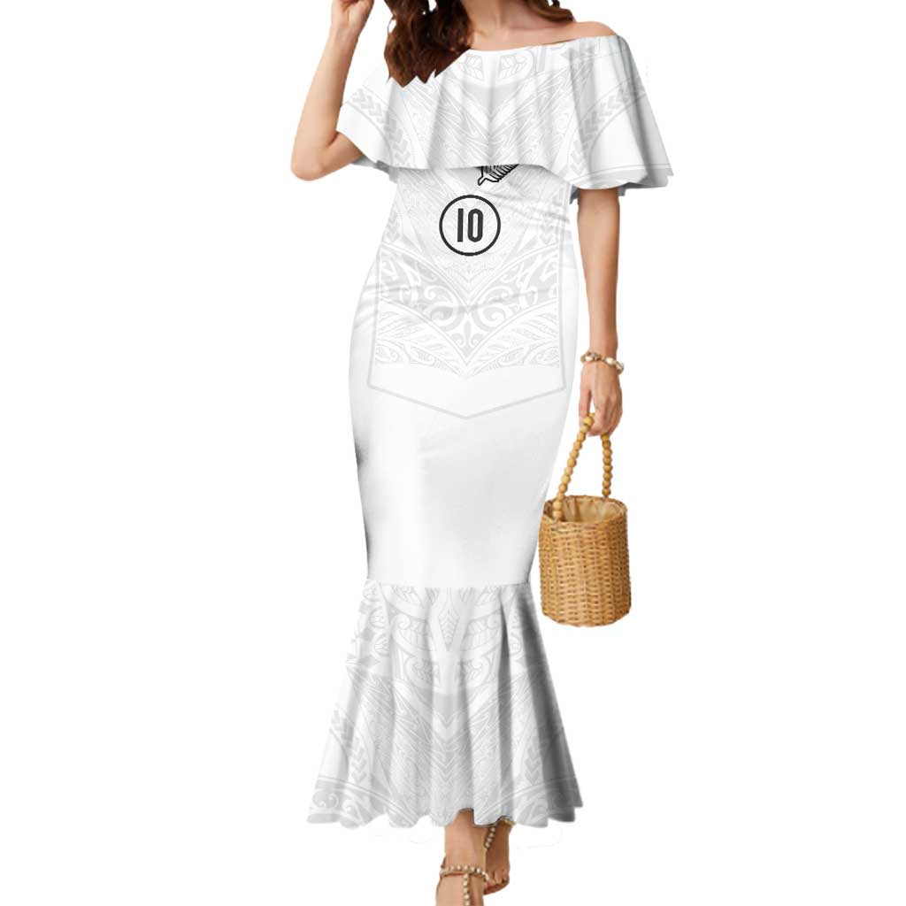 Custom New Zealand Football Mermaid Dress The Whites-Sporty T90 Style LT03 Women White - Polynesian Pride