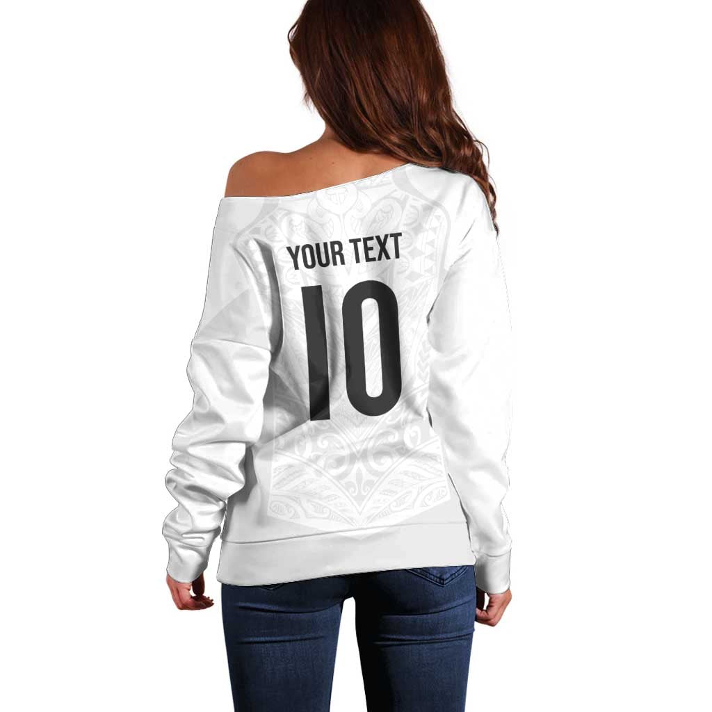 Custom New Zealand Football Off Shoulder Sweater The Whites-Sporty T90 Style LT03 - Polynesian Pride