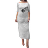 Custom New Zealand Football Puletasi The Whites-Sporty T90 Style LT03 Long Dress White - Polynesian Pride