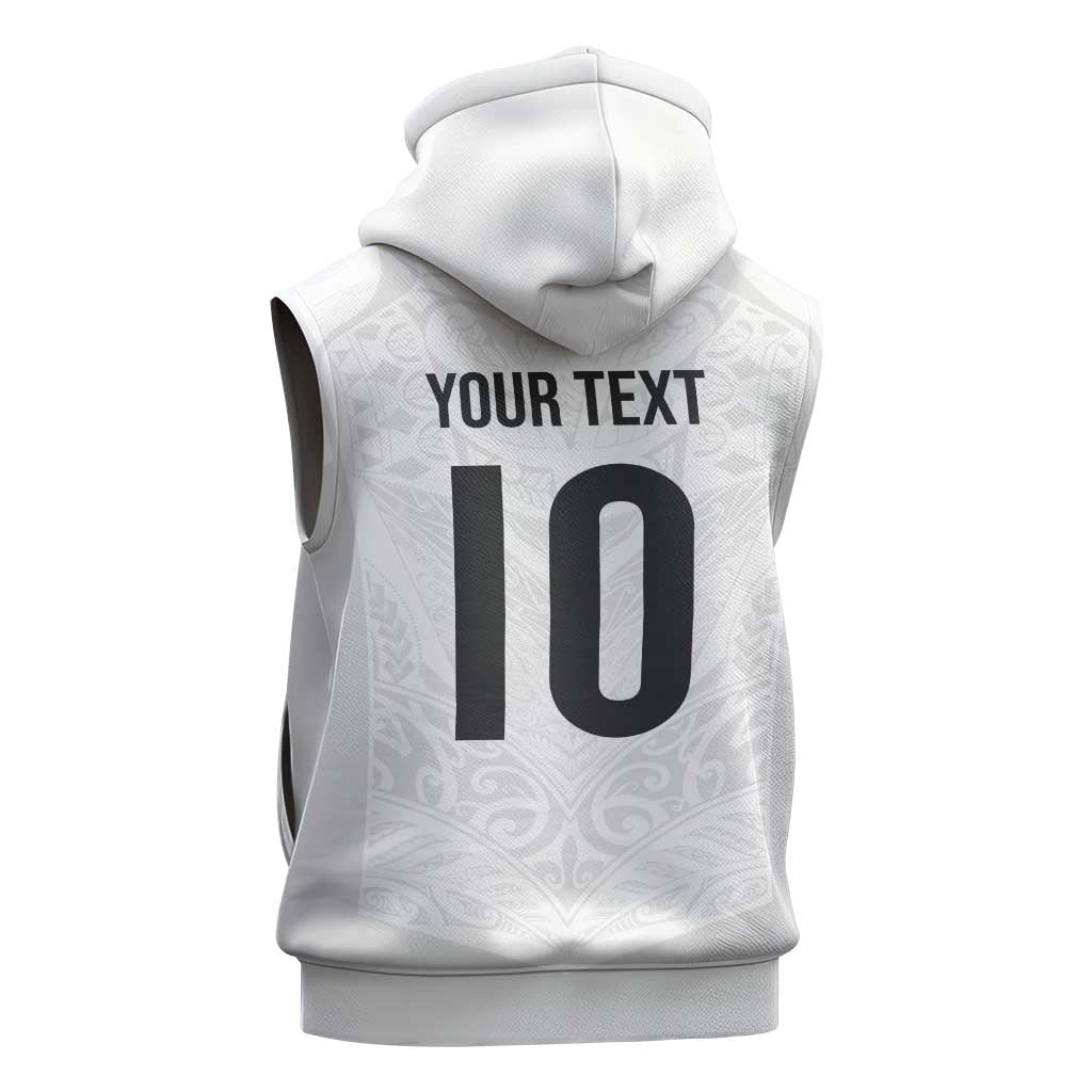 Custom New Zealand Football Sleeveless Hoodie The Whites-Sporty T90 Style LT03 - Polynesian Pride