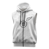 Custom New Zealand Football Sleeveless Zip Hoodie The Whites-Sporty T90 Style LT03 White - Polynesian Pride