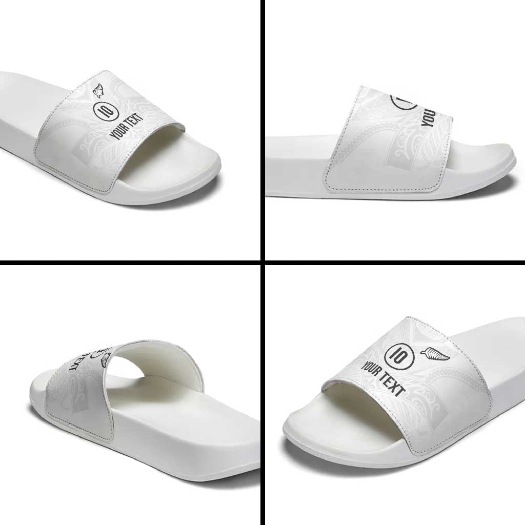 Custom New Zealand Football Slide Sandals The Whites-Sporty T90 Style LT03 - Polynesian Pride