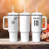 Custom New Zealand Football Tumbler With Handle The Whites-Sporty T90 Style LT03 - Polynesian Pride