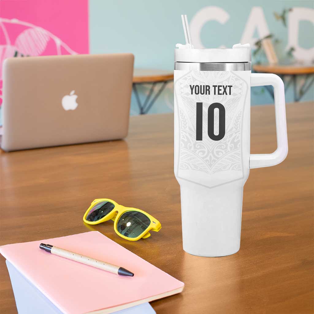 Custom New Zealand Football Tumbler With Handle The Whites-Sporty T90 Style LT03 - Polynesian Pride
