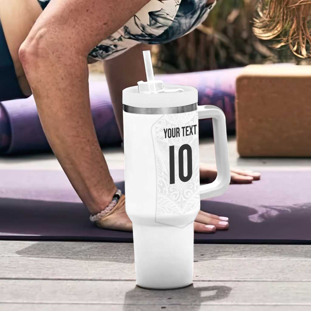 Custom New Zealand Football Tumbler With Handle The Whites-Sporty T90 Style LT03 - Polynesian Pride