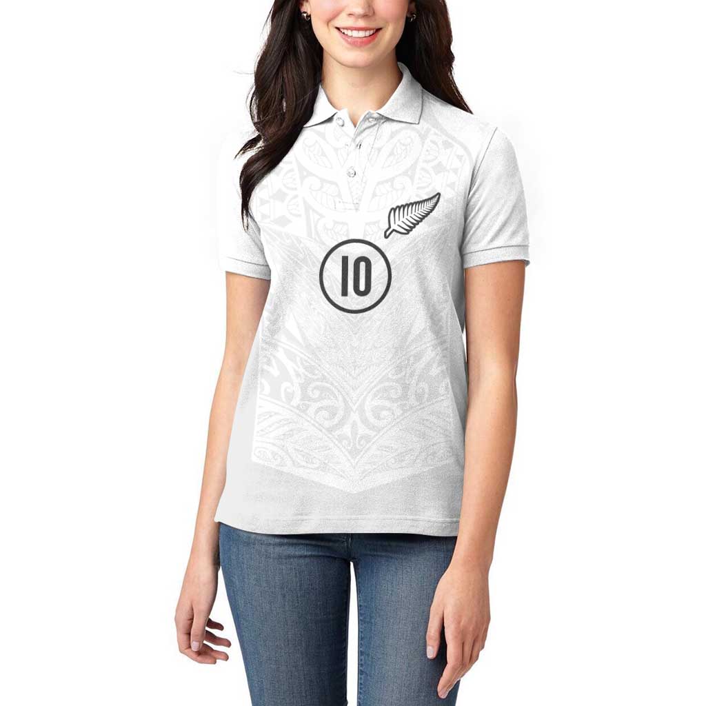 Custom New Zealand Football Women Polo Shirt The Whites-Sporty T90 Style LT03 - Polynesian Pride