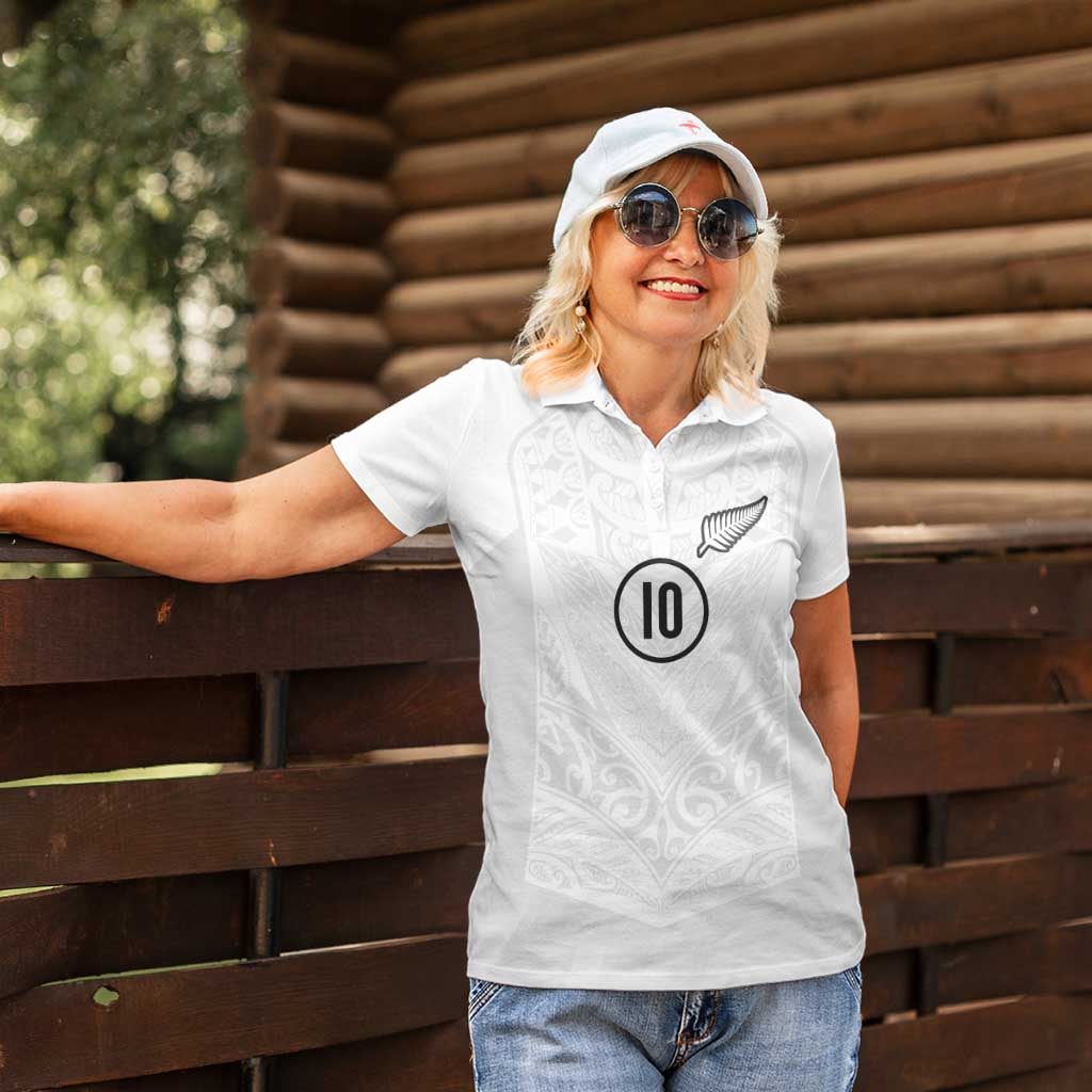 Custom New Zealand Football Women Polo Shirt The Whites-Sporty T90 Style LT03 - Polynesian Pride