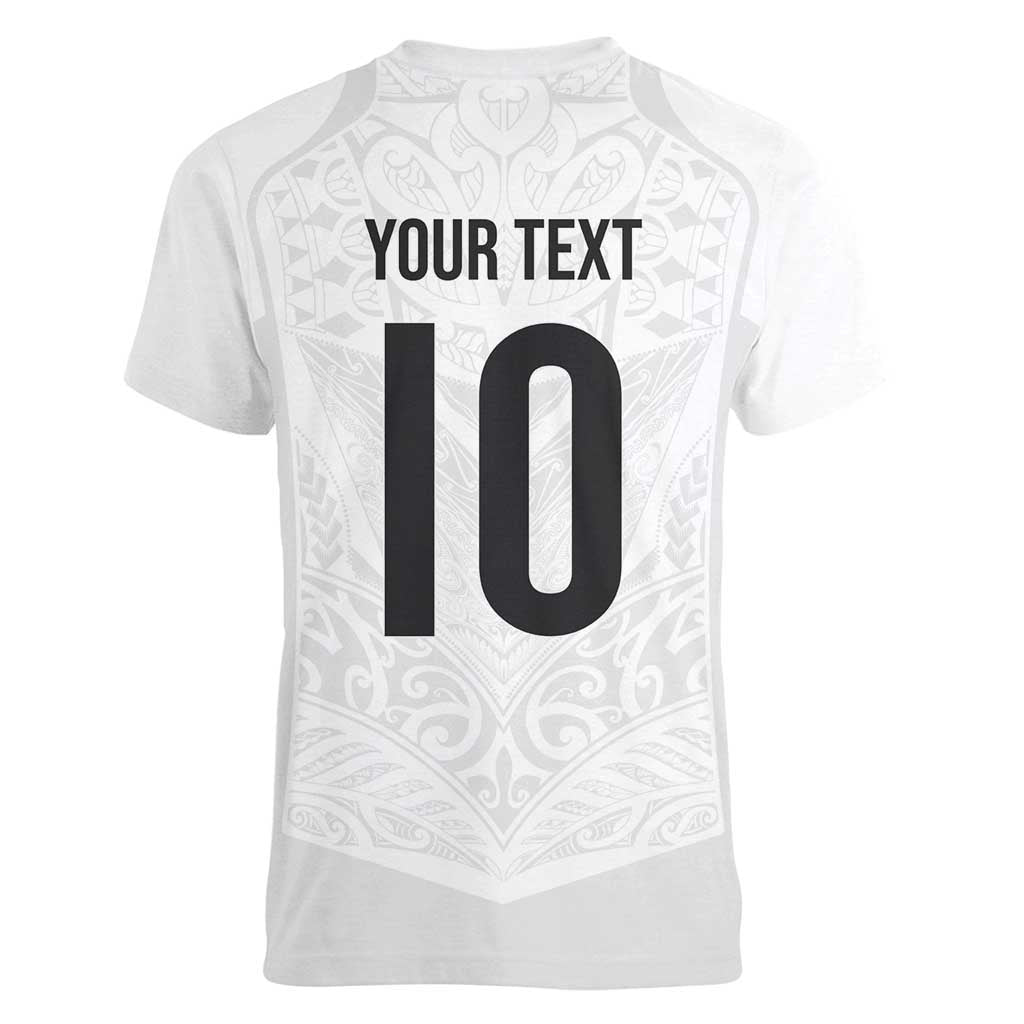 Custom New Zealand Football Women V-Neck T-Shirt The Whites-Sporty T90 Style LT03 - Polynesian Pride