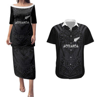 Custom Aotearoa Rugby Couples Matching Puletasi and Hawaiian Shirt The Blacks-Sporty T90 Style - Polynesian Pride