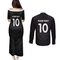 Custom Aotearoa Rugby Couples Matching Puletasi and Long Sleeve Button Shirt The Blacks-Sporty T90 Style - Polynesian Pride