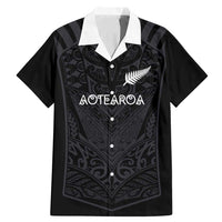 Custom Aotearoa Rugby Family Matching Mermaid Dress and Hawaiian Shirt The Blacks-Sporty T90 Style LT03 Dad's Shirt - Short Sleeve Black - Polynesian Pride