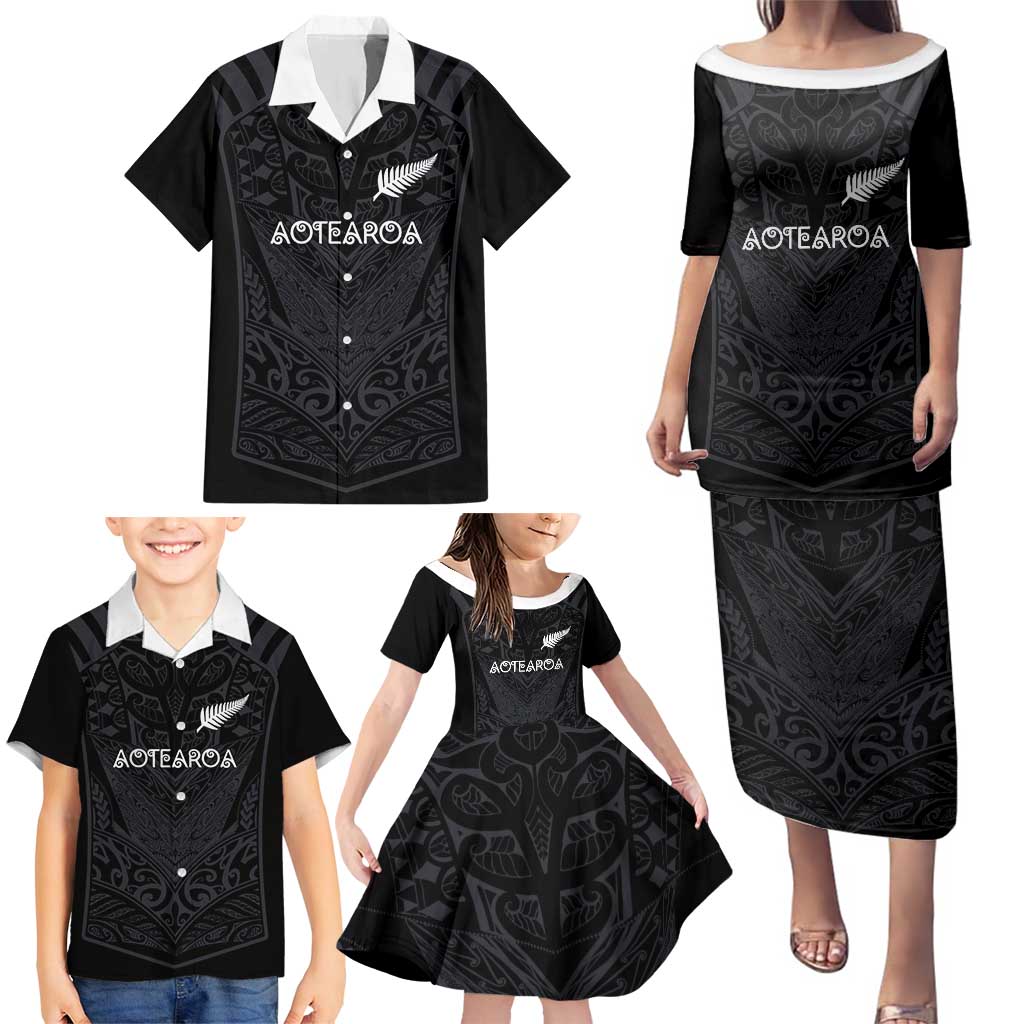 Custom Aotearoa Rugby Family Matching Puletasi and Hawaiian Shirt The Blacks-Sporty T90 Style LT03 - Polynesian Pride