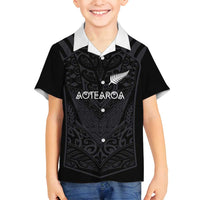 Custom Aotearoa Rugby Family Matching Puletasi and Hawaiian Shirt The Blacks-Sporty T90 Style LT03 Son's Shirt Black - Polynesian Pride