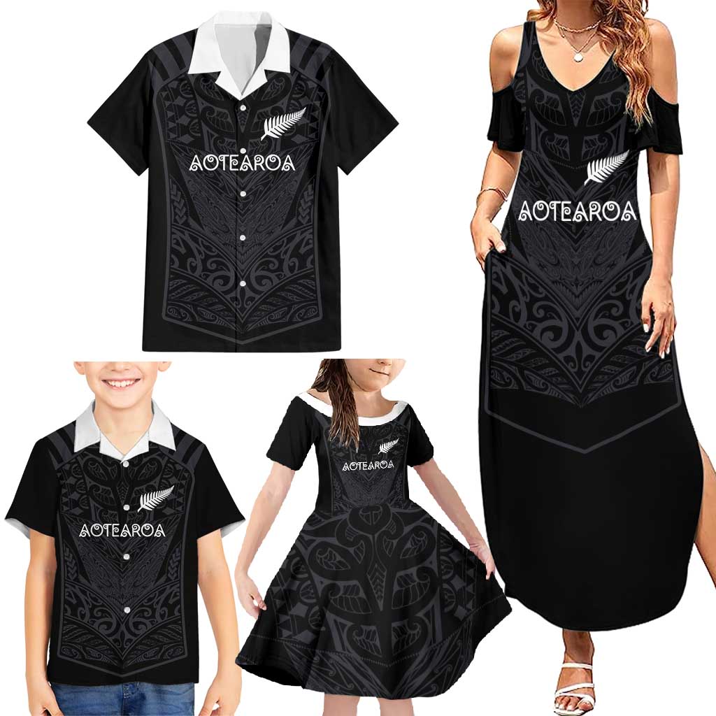Custom Aotearoa Rugby Family Matching Summer Maxi Dress and Hawaiian Shirt The Blacks-Sporty T90 Style LT03 - Polynesian Pride