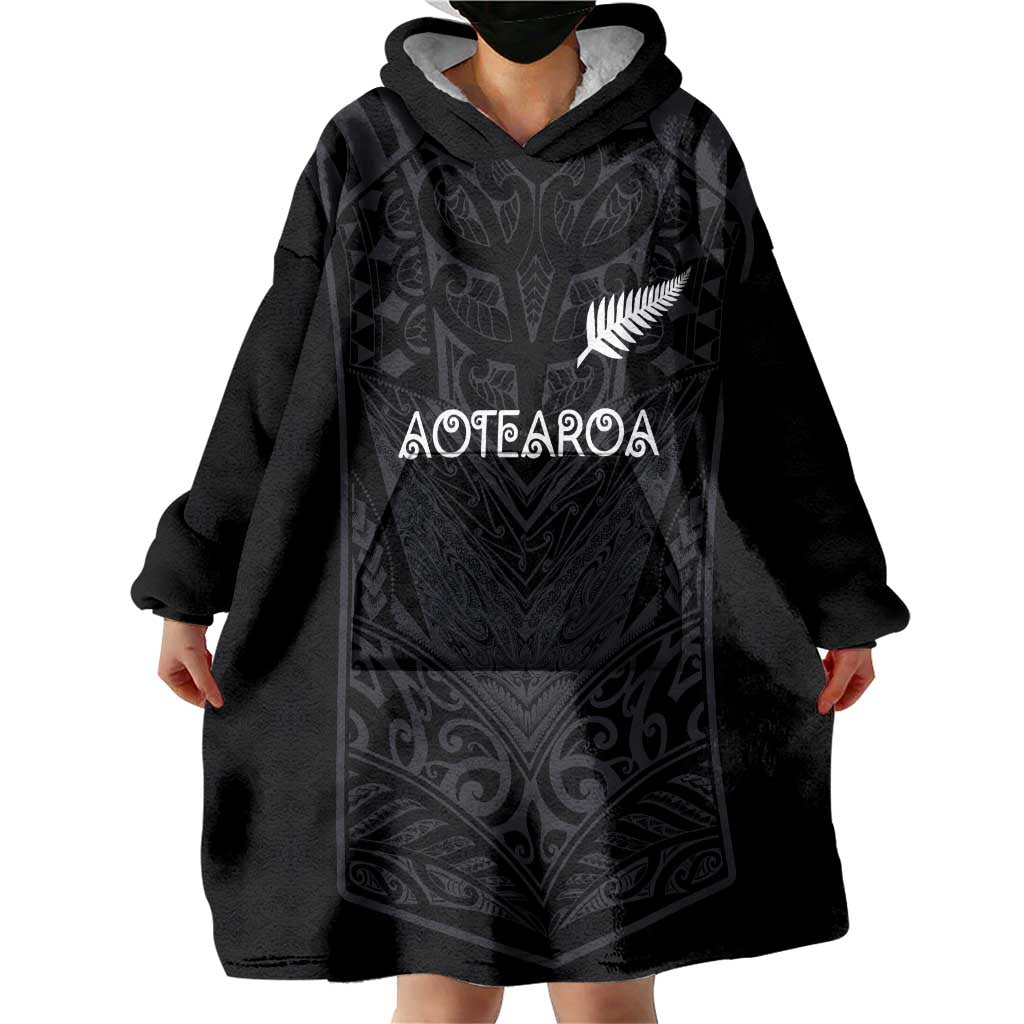 Custom Aotearoa Rugby Wearable Blanket Hoodie The Blacks-Sporty T90 Style LT03 - Polynesian Pride