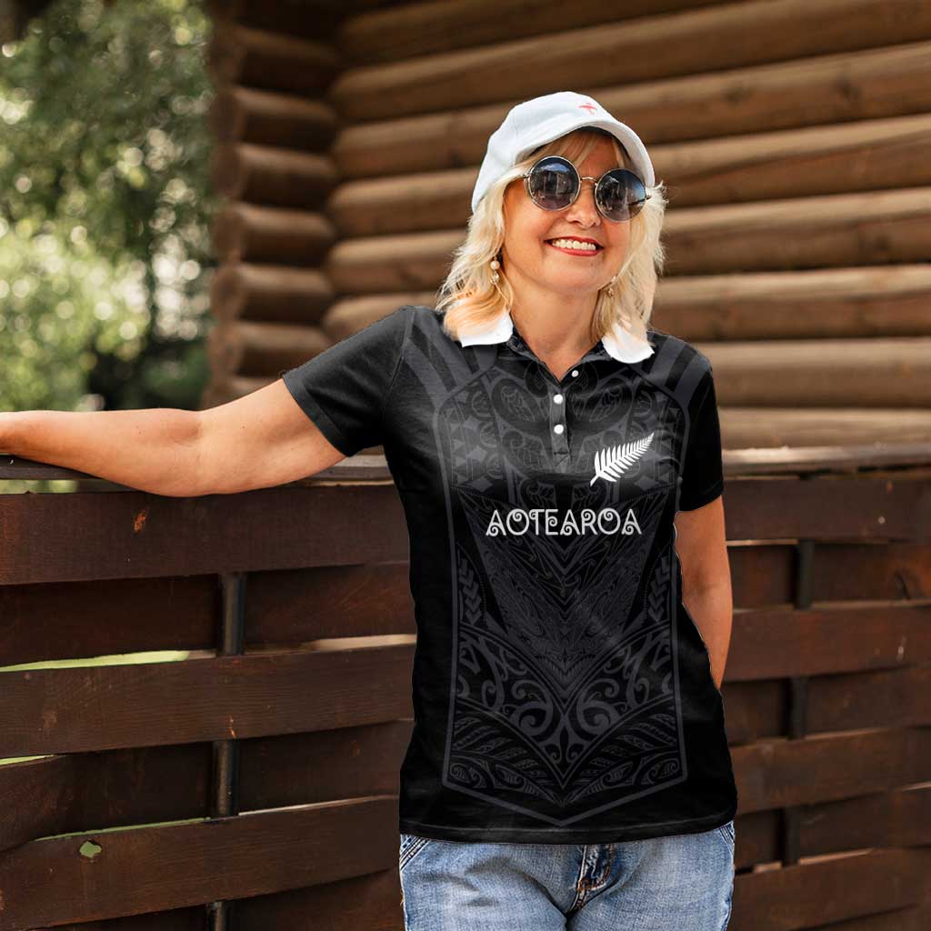 Custom Aotearoa Rugby Women Polo Shirt The Blacks-Sporty T90 Style - Polynesian Pride