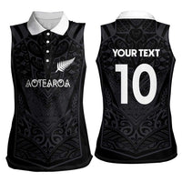 Custom Aotearoa Rugby Women Sleeveless Polo Shirt The Blacks-Sporty T90 Style LT03 - Polynesian Pride