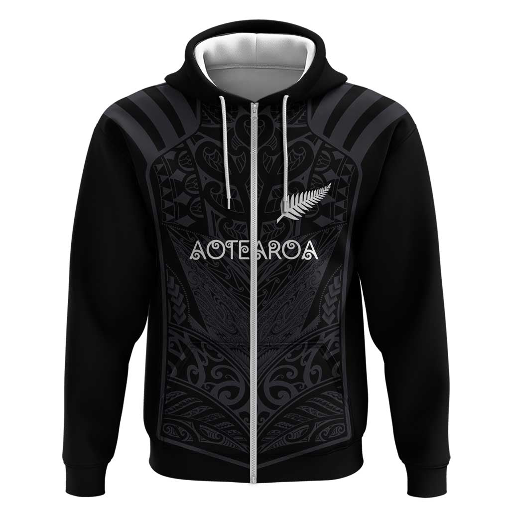 Custom Aotearoa Rugby Zip Hoodie The Blacks-Sporty T90 Style LT03 Zip Hoodie Black - Polynesian Pride