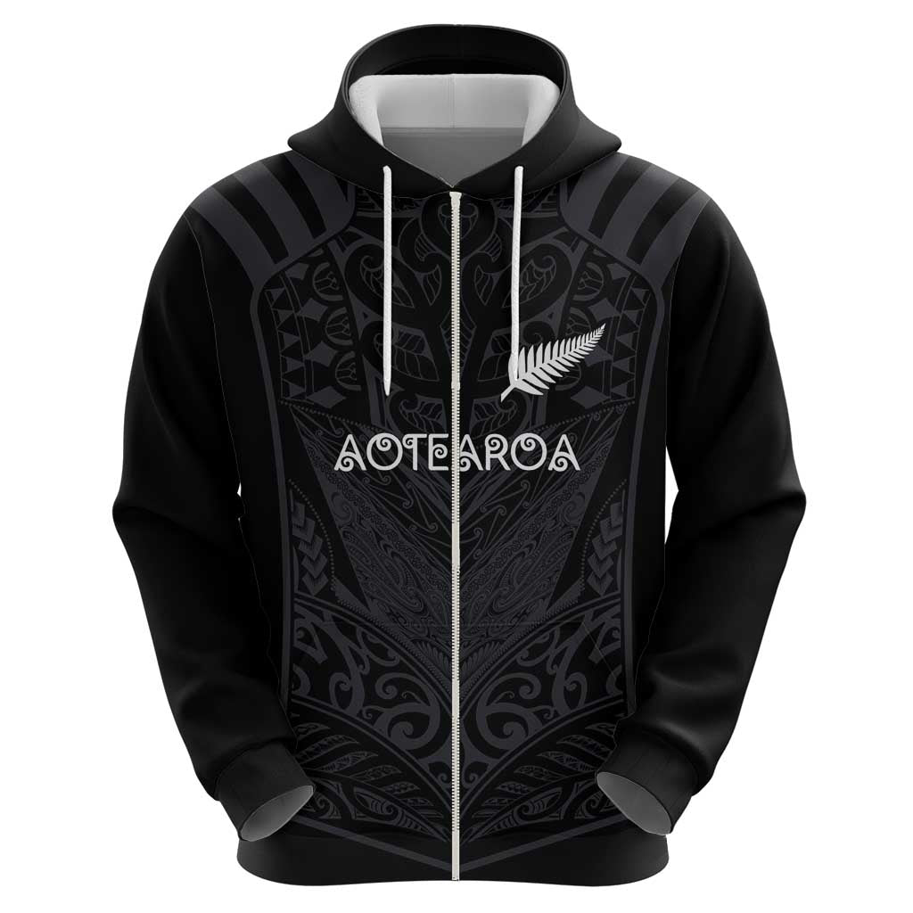 Custom Aotearoa Rugby Zip Hoodie The Blacks-Sporty T90 Style LT03 - Polynesian Pride