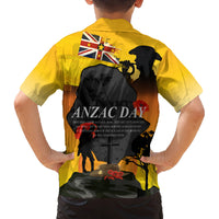 Niue ANZAC Day Family Matching Off Shoulder Long Sleeve Dress and Hawaiian Shirt Soldier and Gallipoli Lest We Forget LT03 - Polynesian Pride