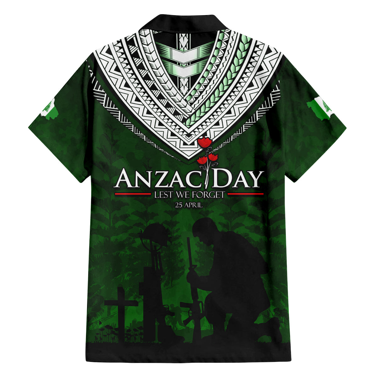 Norfolk Island ANZAC Day Family Matching Long Sleeve Bodycon Dress and Hawaiian Shirt Soldier Lest We Forget Camouflage LT03 - Polynesian Pride