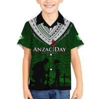 Norfolk Island ANZAC Day Family Matching Long Sleeve Bodycon Dress and Hawaiian Shirt Soldier Lest We Forget Camouflage LT03 Son's Shirt Green - Polynesian Pride