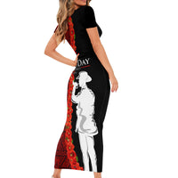 Tonga ANZAC Day Family Matching Short Sleeve Bodycon Dress and Hawaiian Shirt Red Poppies Flower Soldier Lest We Forget LT03 - Polynesian Pride