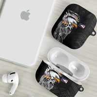 American Samoa Flag Day AirPods Case Tribal Tattoo with Eagle Black