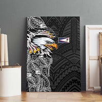 American Samoa Flag Day Canvas Wall Art Tribal Tattoo with Eagle Black