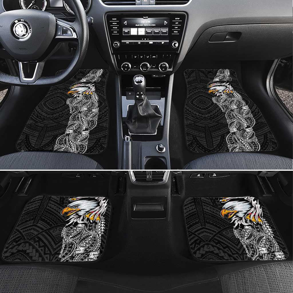 American Samoa Flag Day Car Mats Tribal Tattoo with Eagle Black