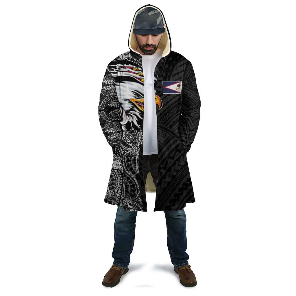 American Samoa Flag Day Cloak Tribal Tattoo with Eagle Black