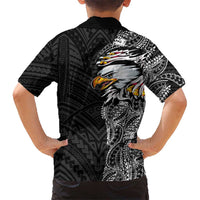 American Samoa Flag Day Family Matching Tank Maxi Dress and Hawaiian Shirt Tribal Tattoo with Eagle Black LT03 - Polynesian Pride