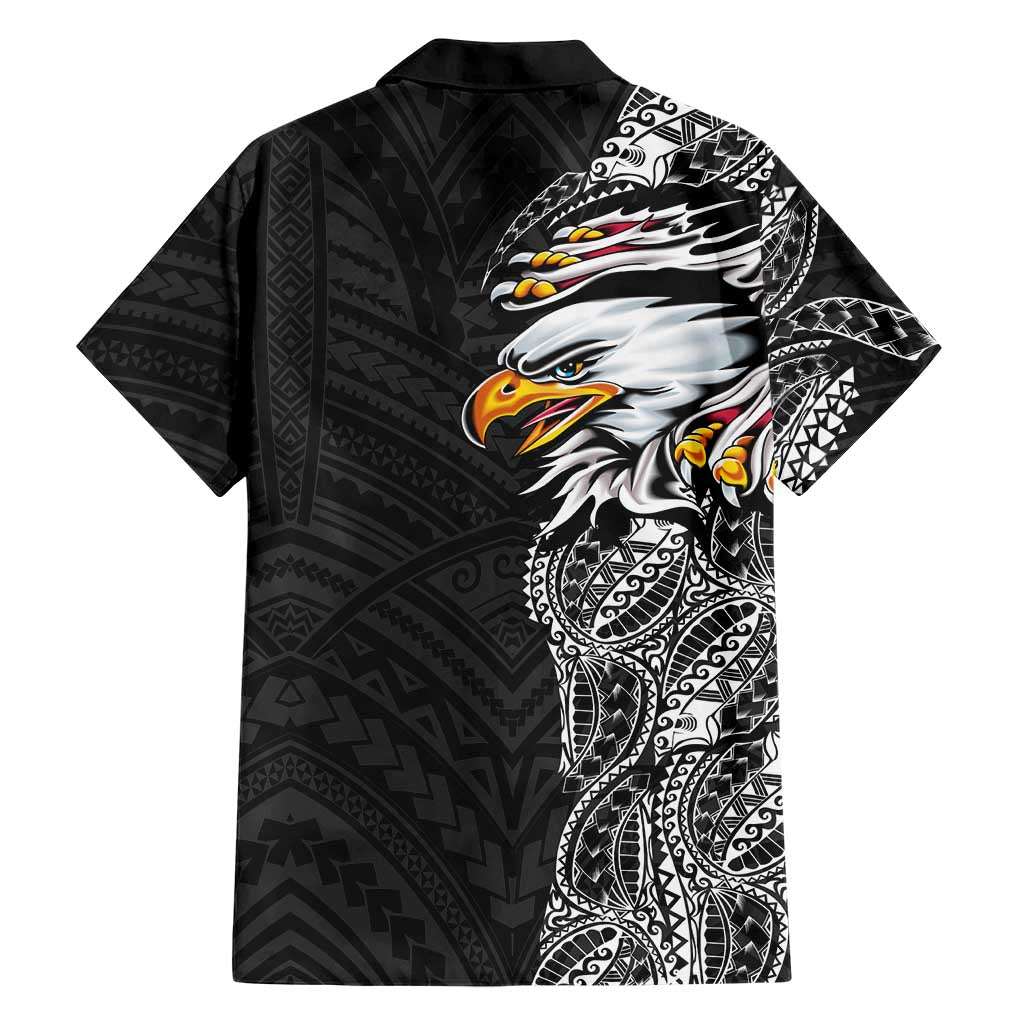 American Samoa Flag Day Family Matching Tank Maxi Dress and Hawaiian Shirt Tribal Tattoo with Eagle Black LT03 - Polynesian Pride