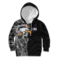 American Samoa Flag Day Kid Hoodie Tribal Tattoo with Eagle Black LT03 Hoodie Black - Polynesian Pride