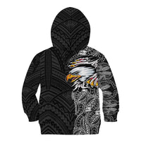 American Samoa Flag Day Kid Hoodie Tribal Tattoo with Eagle Black LT03 - Polynesian Pride