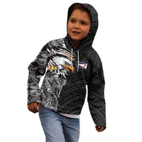 American Samoa Flag Day Kid Hoodie Tribal Tattoo with Eagle Black LT03 - Polynesian Pride