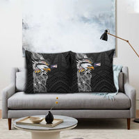 American Samoa Flag Day Pillow Cover Tribal Tattoo with Eagle Black