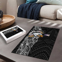 American Samoa Flag Day Puzzle Tribal Tattoo with Eagle Black