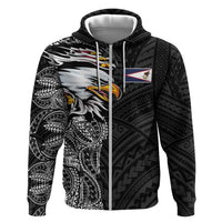 American Samoa Flag Day Zip Hoodie Tribal Tattoo with Eagle Black LT03 Zip Hoodie Black - Polynesian Pride
