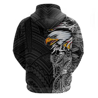 American Samoa Flag Day Zip Hoodie Tribal Tattoo with Eagle Black LT03 - Polynesian Pride
