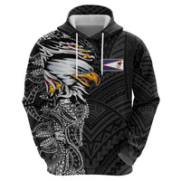 American Samoa Flag Day Zip Hoodie Tribal Tattoo with Eagle Black LT03 - Polynesian Pride