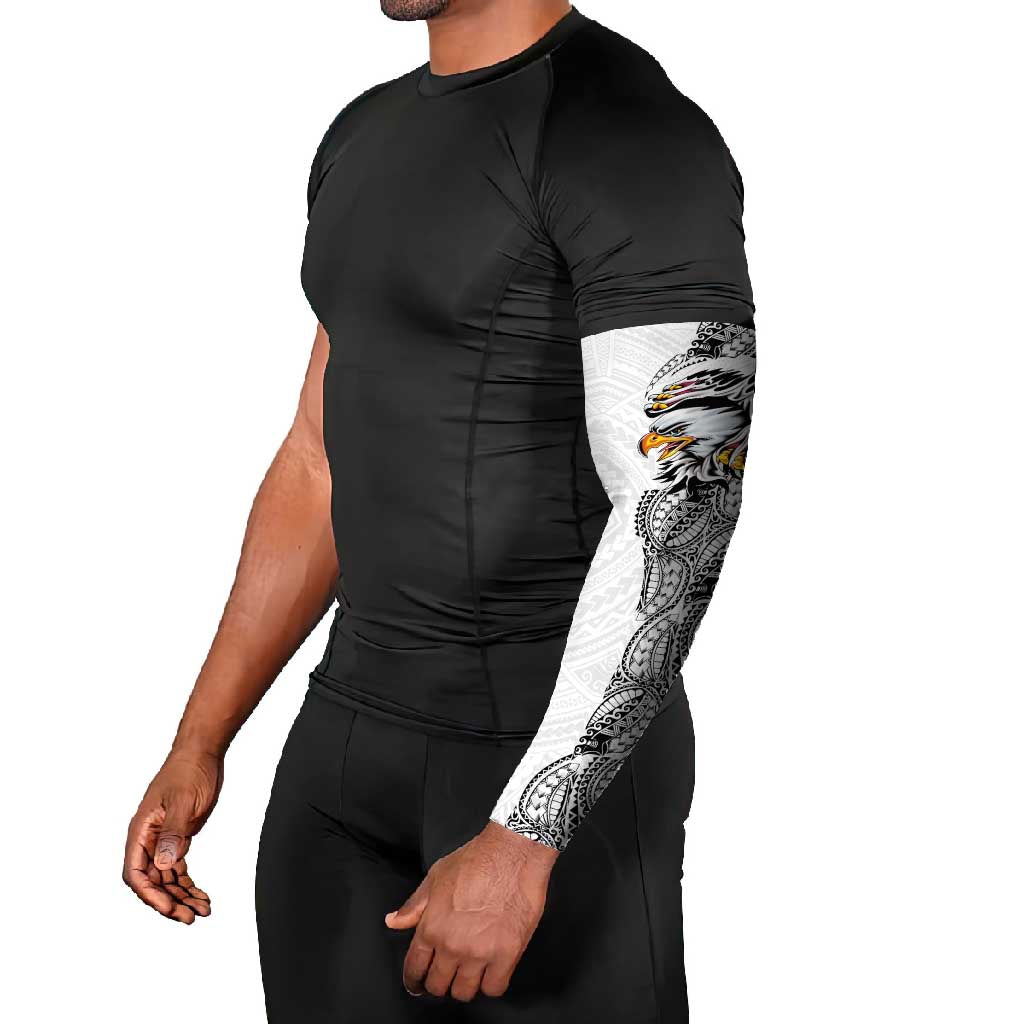American Samoa Flag Day Arm Sleeves Tribal Tattoo with Eagle White