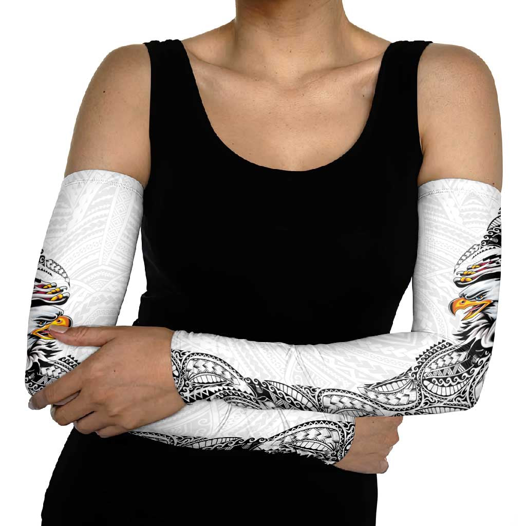 American Samoa Flag Day Arm Sleeves Tribal Tattoo with Eagle White